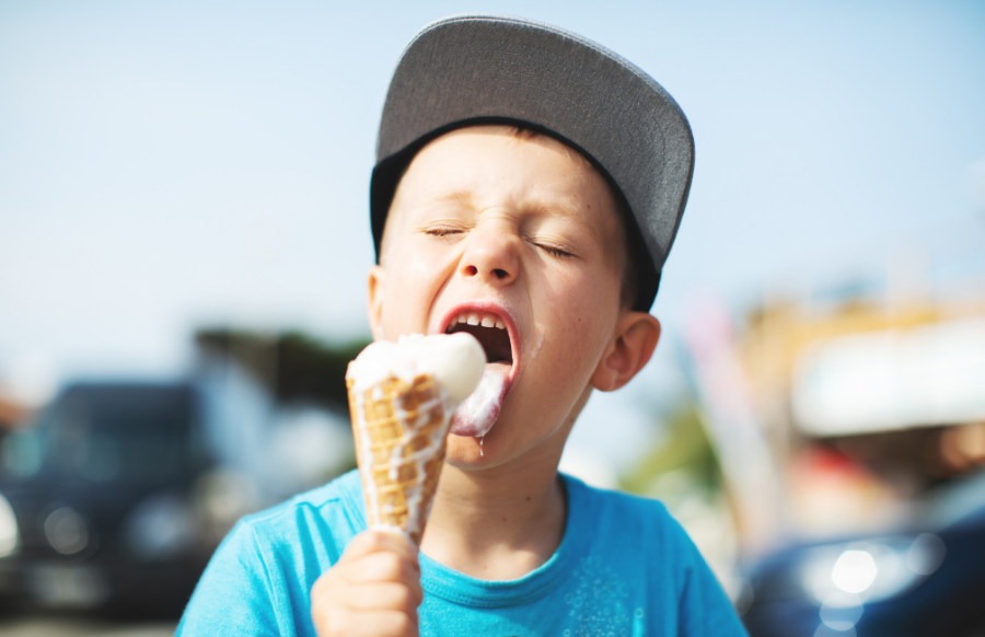 little kid eating ice cream