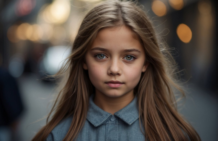 young girl with green eyes