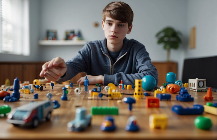 A boy with building blocks