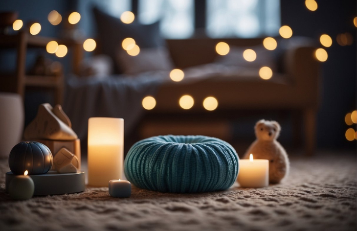 a yarn with lighted candles
