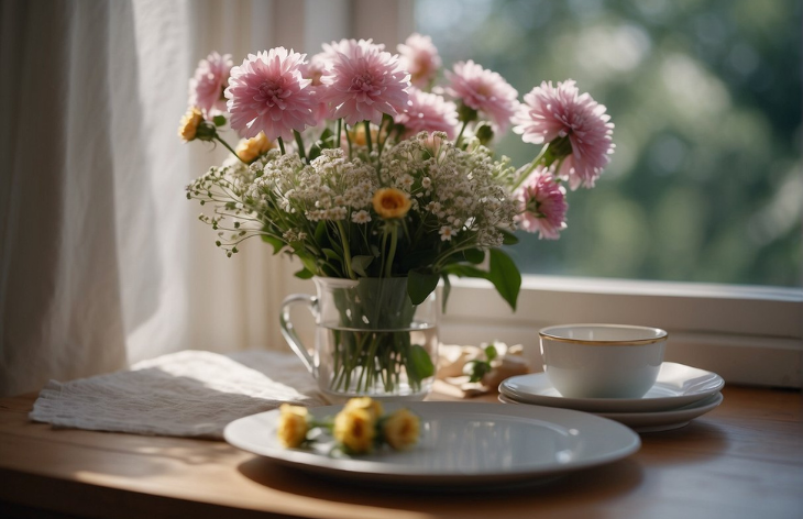 pink flowers on the table