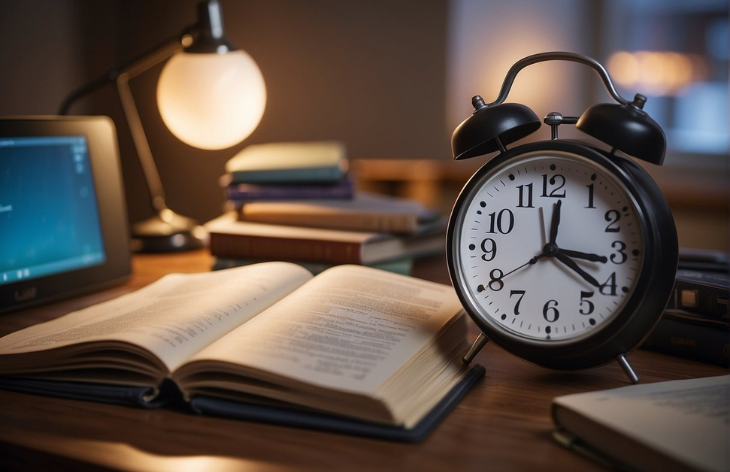 Alarm clock and a book