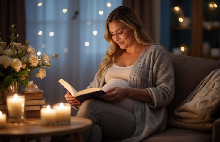 pregnant woman with candles
