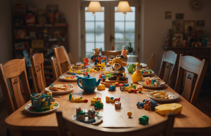 table full of toys