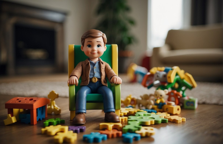 toy man sitting on a chair
